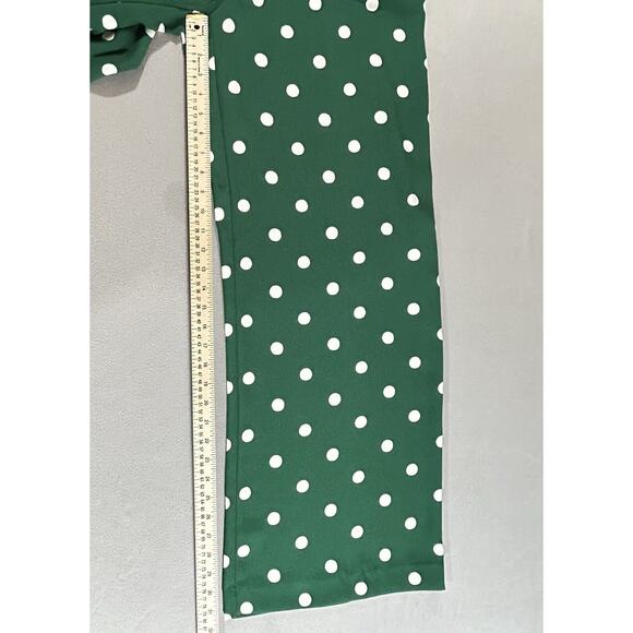Ann Taylor Pants Women 4 Kelly Green White Polka Dot Wide Leg Boho Preppy Casual - Picture 6 of 12